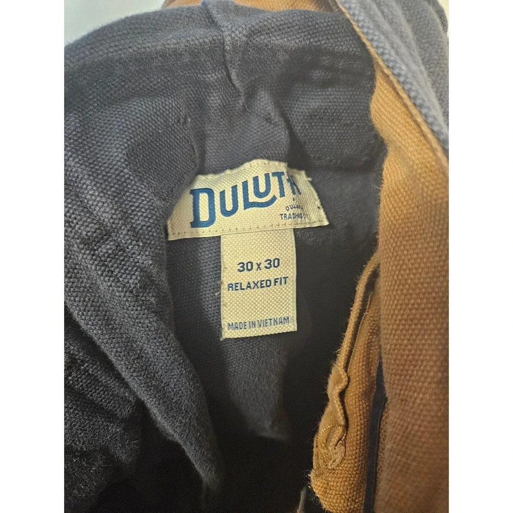Duluth Trading Co Relaxed Fit Cargo Work Pants Navy Blue Canvas Mens 30x30